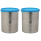 Signoraware Modular Stainless Steel Container Round  4500Ml, Set Of 2,Blue