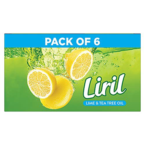 Liril Lemon & Tea Tree Natural Bathing Soap For Body 125 G (Combo Pack Of 6) Refreshing Bath Soap Bar For Men & Women – Sulphate Free, Paraben Free
