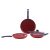 Wonderchef Valencia Non-Stick Cookware 4 Piece Set | Kadhai With Lid, Fry Pan, Dosa Tawa | Induction Friendly Design | Cool Touch Bakelite Handles | Pure Grade Aluminium| Pfoa Free| 2 Years Warranty | Red