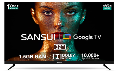 SANSUI 80 cm (32 inches) HD Ready Smart A+ LED Google TV JSWY32GSHD (Black)
